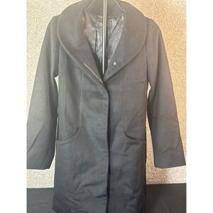 Quince Italian Wool Cocoon Coat Women XS Black Italian Virgin Wool